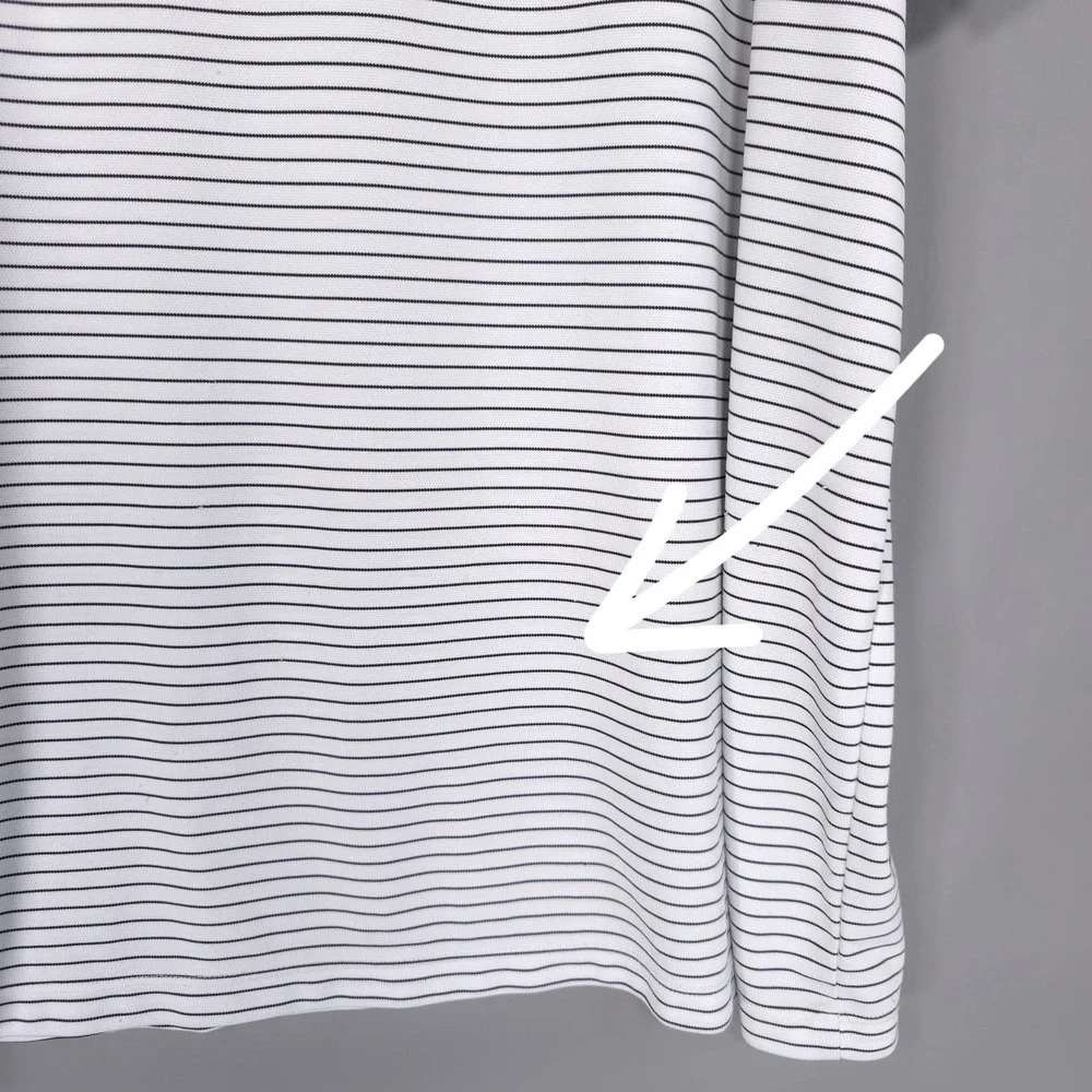 Nike Dri-FIT Polo Shirt‎ Men's 2XL White Black Striped Performance AJ5482 Swoosh